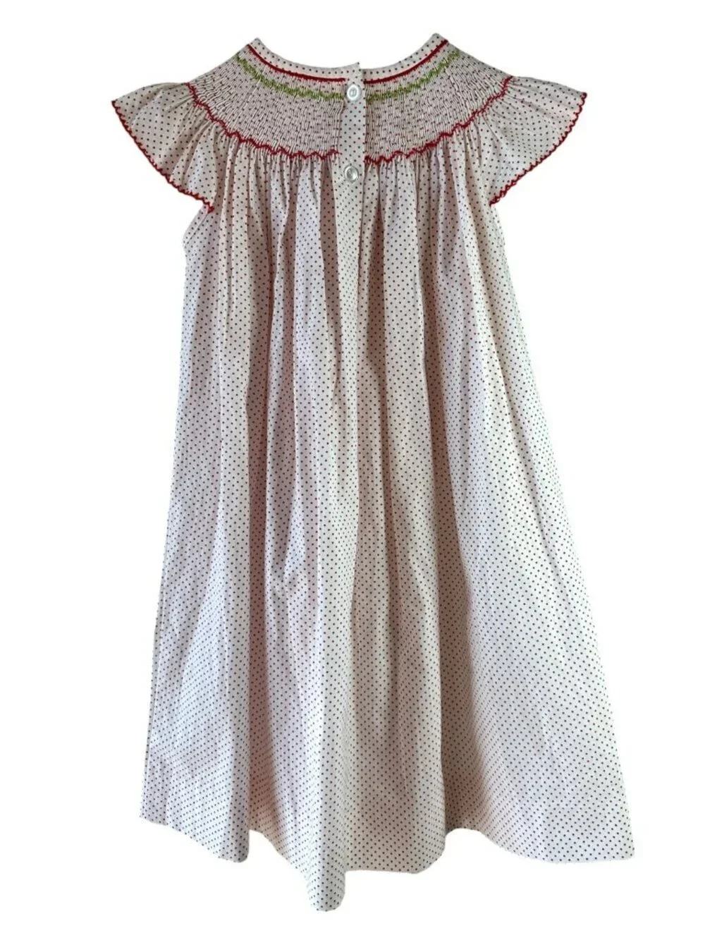NWT Stitchy Fish Watermelon Smocked Red White Polka Dot Dress Flutter Sleeve 3T